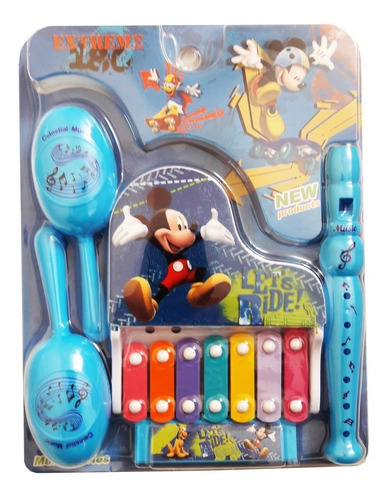 Kit C/ Instrumentos Musicais Infantil 7 Pcs Mickey Disney