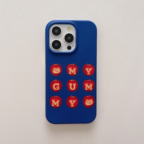 Funda De Teléfono Coreana Ins Klein Azul Con Estampado De Oso De Manzana, Encantadora Y Moderna Para iPhone 16, 15, 14, 13 Pro Max, Funda Trasera C