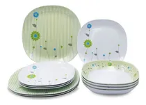 Comprar Vajilla De Melamina 12 Pz Cocina Cuadrada Verde Fraciel Verde Cuadrada