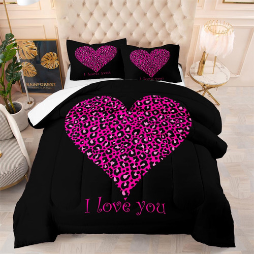 Juegos De Ropa De Cama King Size King King De Leopardo Rosa