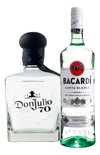 Tequila Don Julio 70 700 Ml + Ron Bacardi Carta Blanca 750 M
