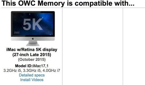 Memoria Owc 16gb (2x8gb) 1867mhz Ddr3l Imac 5k Late 2015