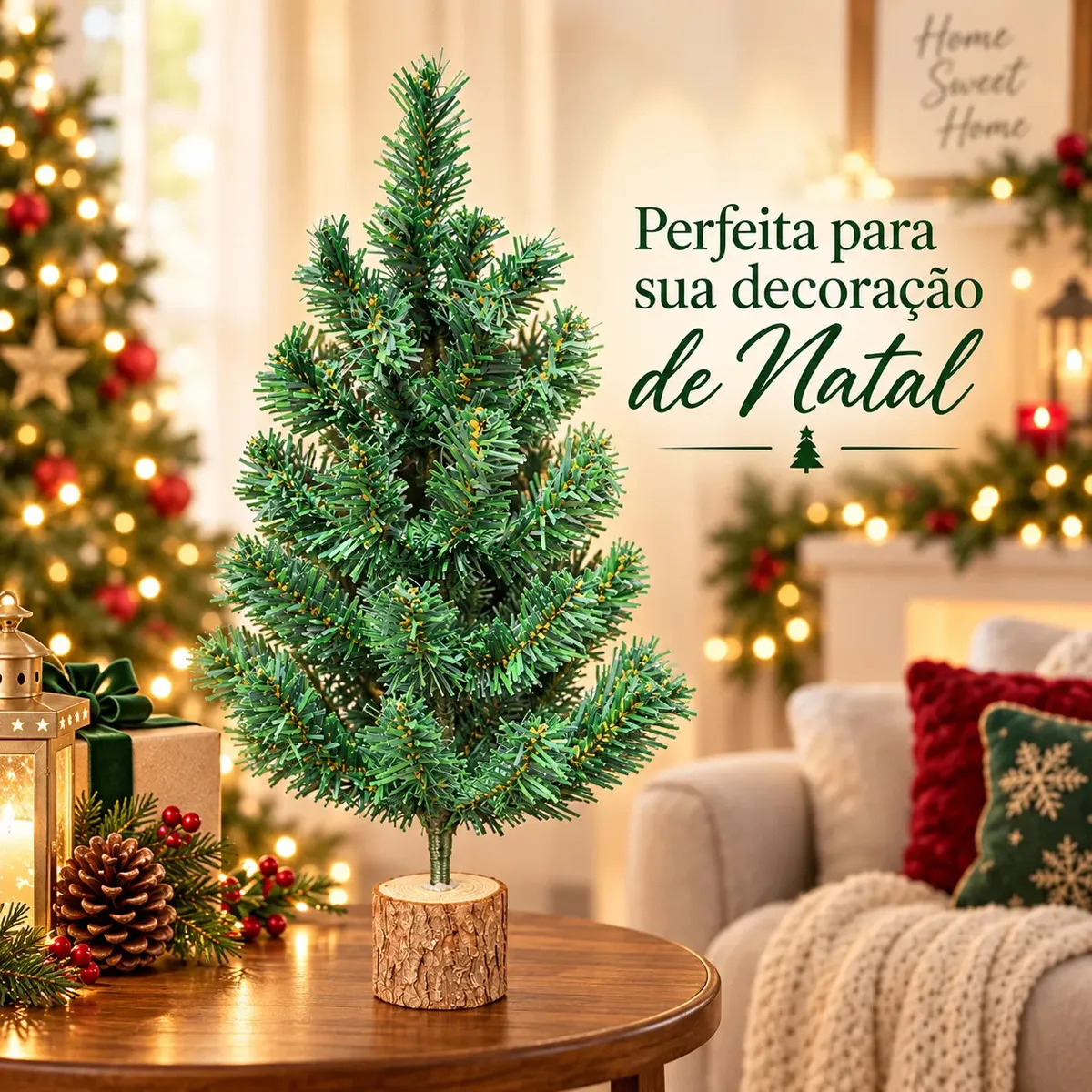 Arvore De Natal De Mesa Premium Luxo Tradicional Verde Pinheiro Canadense Cheio Enfeite Natalino Decoração De Escritório Apartamento 45cm - Petite Flô