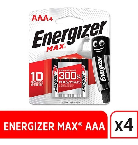 Pila Alcalina Energizer Max Aaa Blister X 4 U 