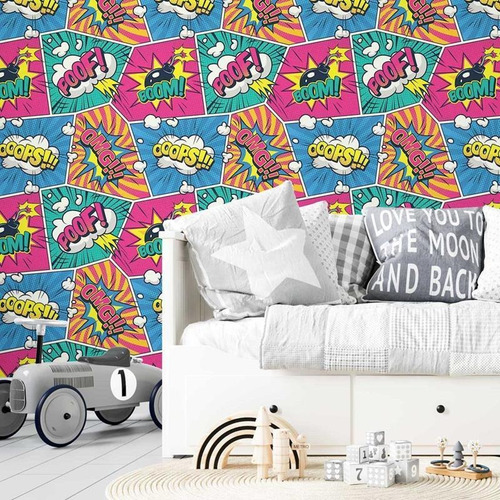 Imagem 5 de 6 de Papel De Parede Adesivo Pop Art Quadrinhos N05011 Rolo De 0,