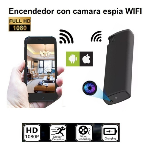 Mini Cámara Espia Encendedor Wifi Portátil 1080p Video/foto
