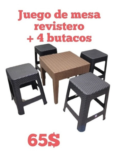 Comedor Mesa Revistero + 4 Butacos. Nuevos