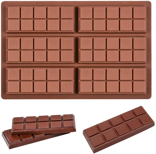 Molde de silicona rectangular 6 unidades para tableta barra de chocolate color marrón pastelería CL