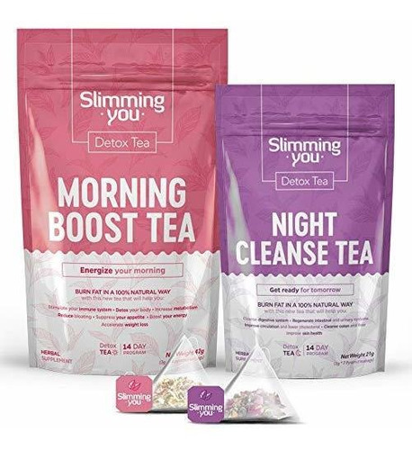 Detox Tea 14 Day Teatox Herbal 1 Morning Boost & 1 Night Cl