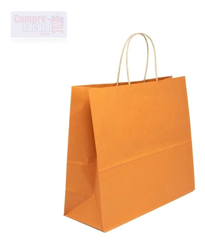 Sacola Papel Kraft 32x30x12 100 Un Laranja 