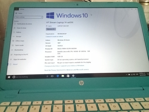 Hp Laptop 14 Intel Celeron 4gb Ram 32gb Ssd Windows 10 Azul Azul (Usado)