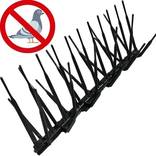 Kit 90 Espículas Anti Pombos Inibe Aves Policarbonato Preto