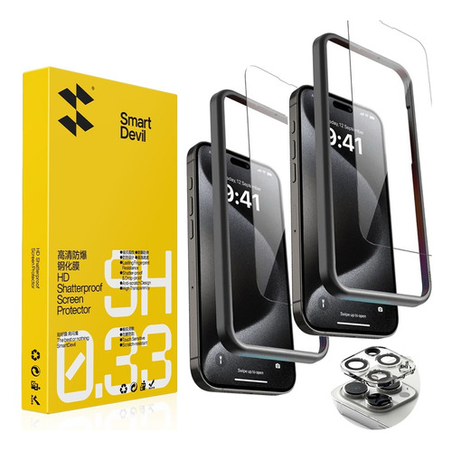 Mica Protector Pantalla iPhone 15, Pro, Max Set 2 Und