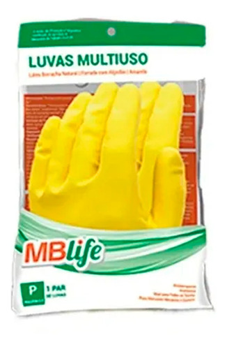 1 Par Luva Borracha Látex Amarela Multiuso Limpeza Jardim