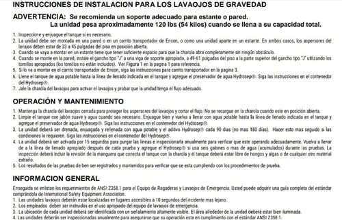 Imagen 5 de 6 de Lava Ojos Marca Encon De 14 Gal. Por Gravedad Mod. 01104050s