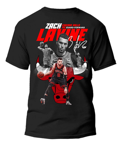 Playera Negra Estampado Zach Lavine Nba 100% Algodón 02