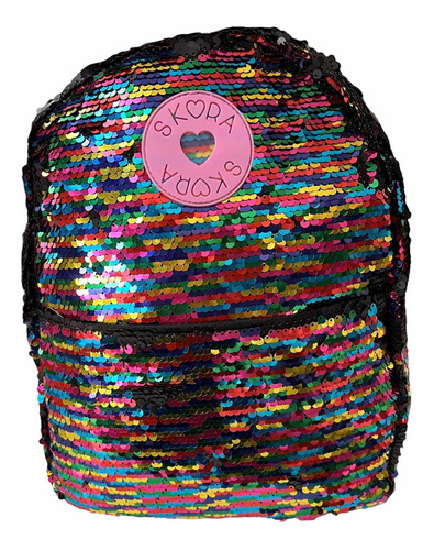 Mini Mochila Espalda Skora 13puLG Lentejuelas Magicas 2tonos