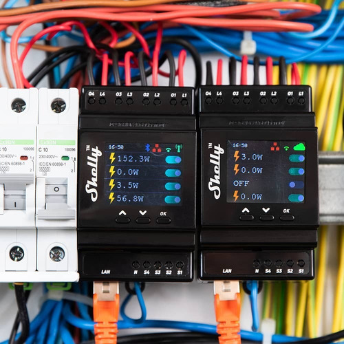 Imagen 3 de 3 de Shelly Pro 4pm - Relé Profesional De 4 Canales Mide Consumo!