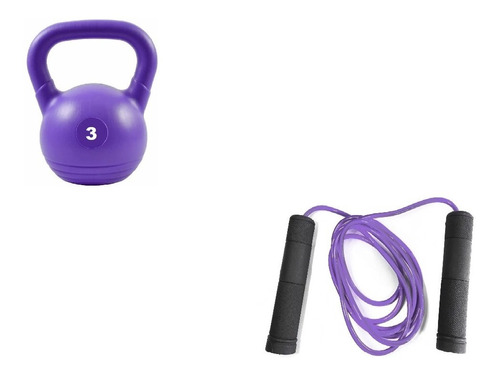 Pesa Rusa 3 Kg + Soga De Saltar Cable Combo Lila Gym Kit