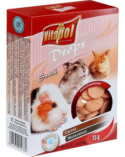 Imagen 2 de 2 de Snack Golosina Drops Hamster Conejo Cuy Zanahoria 75gr.