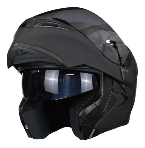 Imagen 4 de 8 de Casco Hro Luz Led Stop Abatible Certificado Mica Humo