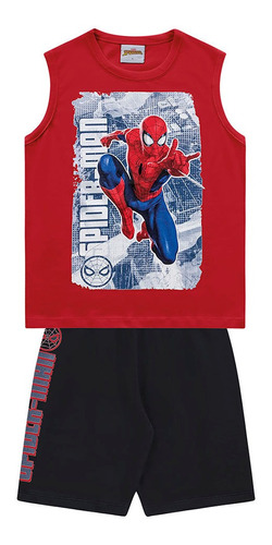 Conjunto Spider Man Marvel Camiseta Bermuda Fakini  02581 