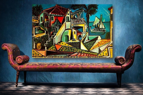 Imagen 4 de 10 de Cuadro-pablo Picasso-paisaje Mediterraneo- Hd 100x80cm.