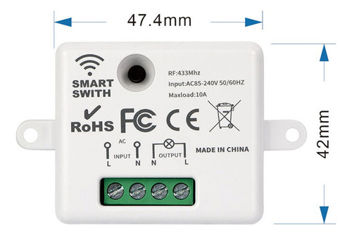 Modulo Rf433 + Interruptor 1 Tecla Sem Fio Controle Remoto