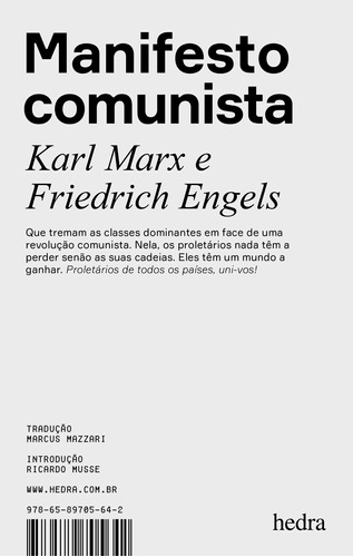 Manifesto Comunista, de Marx, Karl. Série Hedra Edições EdLab Press Editora Eirele, capa mole em português, 2022