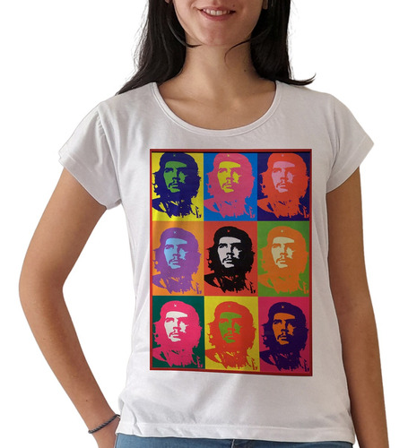 Remera Che Guevara Andy Warhol Mujer Blanca Purple Chick