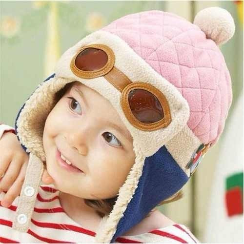 Gorro Gorrito Para Bebe Aviador Piloto Rosa