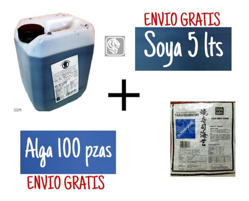 Salsa Soya Natural 5lt+ Alga Nori 100pzs Envió Gratis Promo