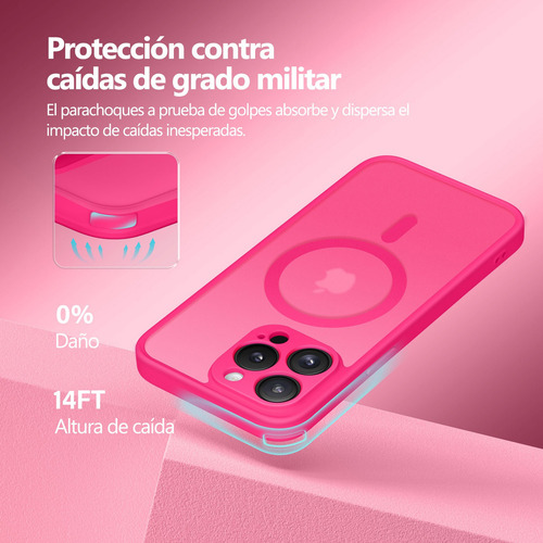 Funda Compatible Magsafe Para iPhone Serie,iPhone 16/15/14/13 Case Protección Completa La Cámara Translúcido Mate Delgad