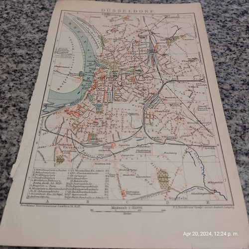 Mapa Plano Alemán De Düsseldorf 1896