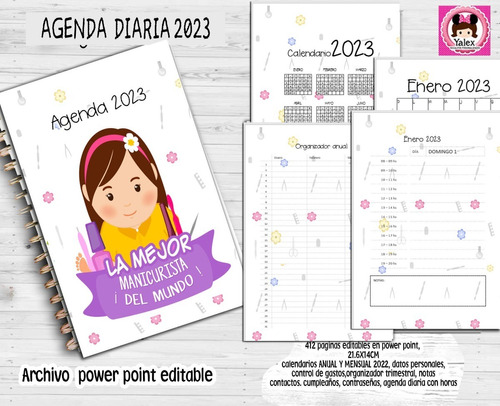Agenda 2023 Diaria Manicurista Kit Imprimible Editable