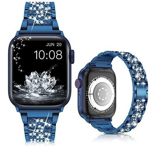 Malla Para Apple Watch Series1-7 Brillos Azul 38/40/41mm