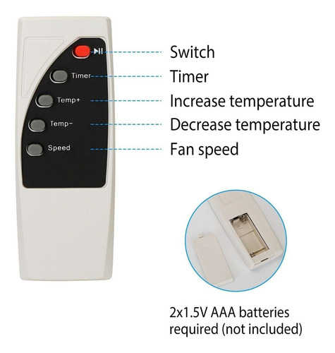 Calefactor Estufa Portátil De Pared Con Control Remoto Timer
