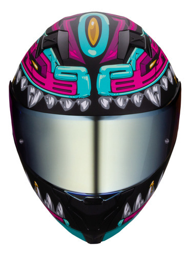Hax Helmets Casco Abatible Dot + Ece Modelo Amatista Jaguar Color Violeta / Turquesa Tamaño Del Casco Xxl - Doble Extra Grande