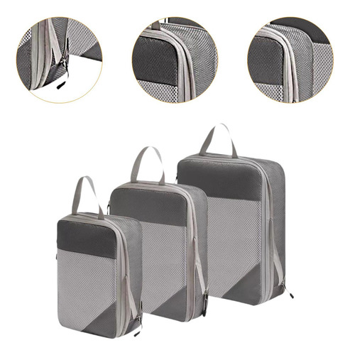 3 Pçs Conjunto De Saco De Armazenamento De Cinza