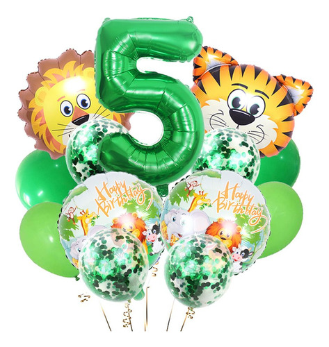 Juego De Globos Digitales Jungle Party Animal Number Globos