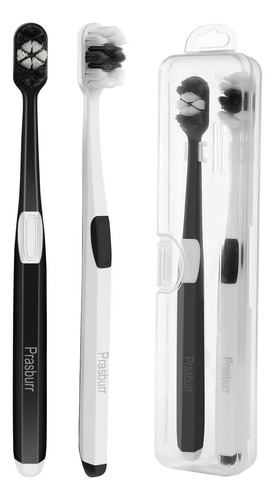 Cepillo De Dientes De Viaje Prasburr Suave X2 Negro Y Blanco