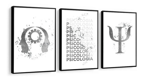 Quadro Decorativo Psicologia Frase Figura Preto E Branco 