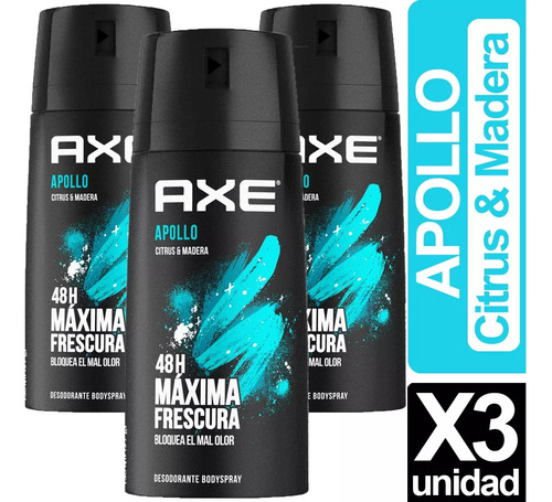 Desodorante Hombre Axe Apollo Pack X3 Und - 150 Ml