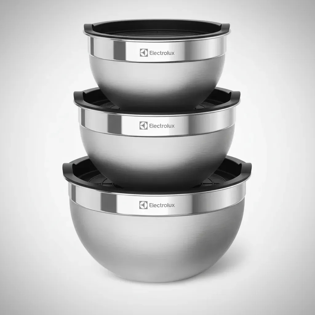 Electrolux Kit Bowls Tigelas em Inox com Tampa Plástica 3 Unidades Utensílios Domésticos de Cozinha