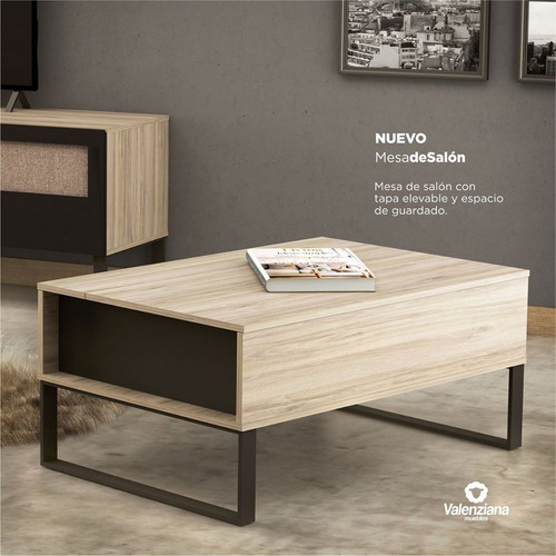 Mesa Ratona Elevable Nórdico Living Comedor Patas Madera/metal 90x60 Blanco/negro