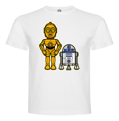 Polera Blanca Algodón 100% Niños Star Wars C3p0 R2d2