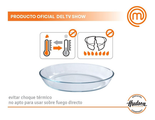 Asaderas Vidrio Templado Hudson Ovalada Horno 39x27x6cm