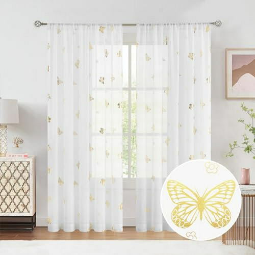 Jubilantex - Cortinas Para Niños Con Diseño De Mariposa Tran