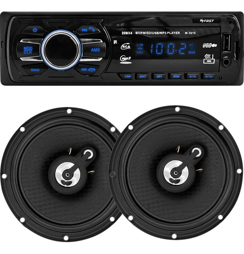 Kit Rádio Mp3 Som Automotivo Bluetooth + Alto Falantes 5 