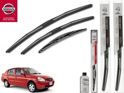 Kit 3 Plumas Escobillas Limpiabrisas Nissan Platina 2005